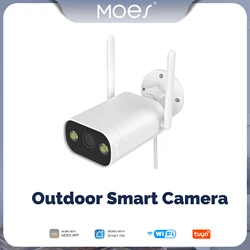 MOES WiFi Smart Outdoor Camera HD 3MP Sound Motion Detection Full Color Night Vision Waterproof Two-Way Audio Security Monitor