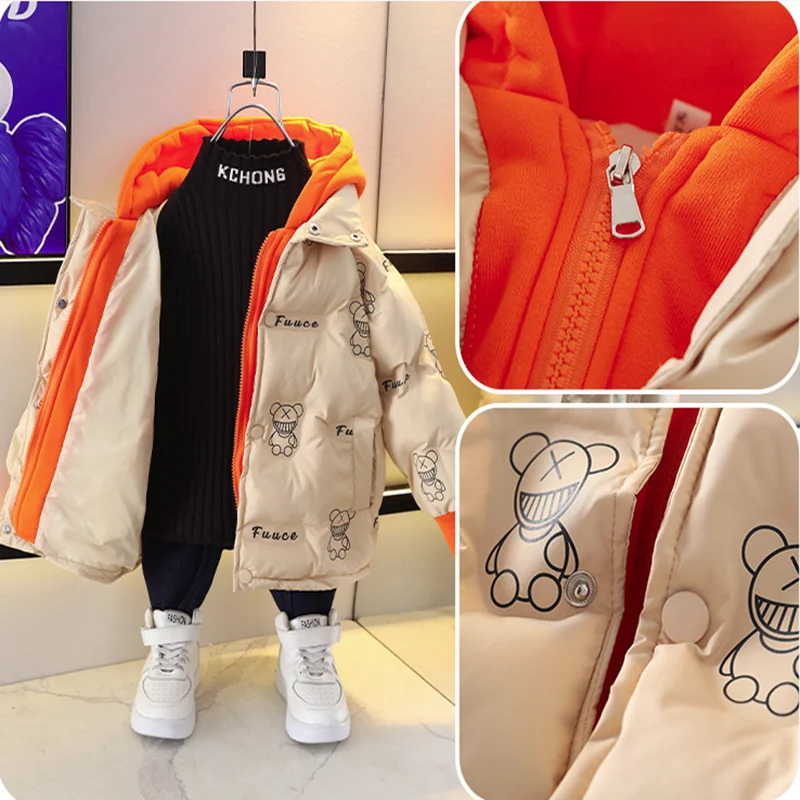 Boys Down Parkas Winter 2023 Children Thick Coats Hoodies For Baby Girls Warm Jackets Outdoors Kids Outerwear Clothes Costume 7Y