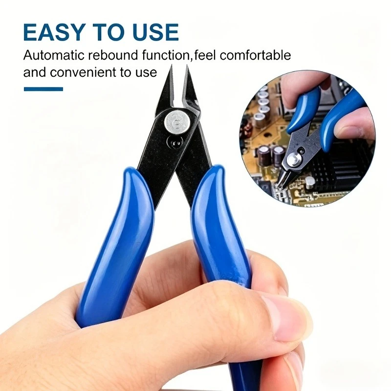 1pc Anti-Rust Angled Electronic Nipper, non-slip ergonomic grip pliers, lightweight compact size ideal for electronics repair