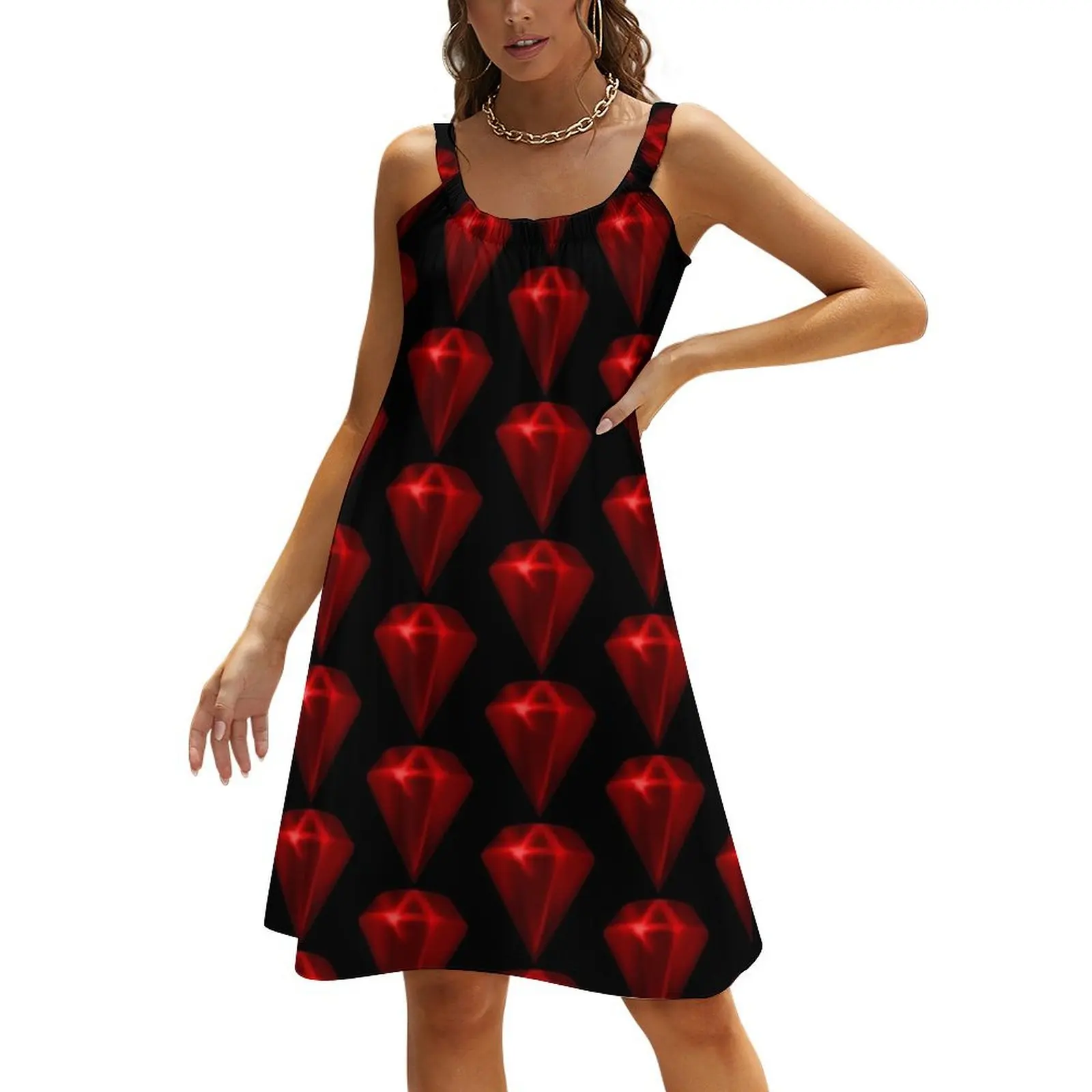 

Red Jewel Beach Sling Skirt dress for women Women's summer long dress