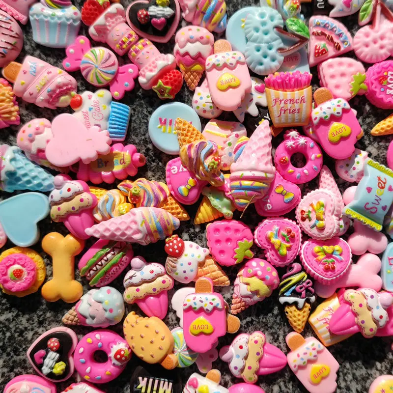 20pcs Cartoon Cake Resin Fruit Charms Flatback Cute Set for DIY Crafts Making Jewelry Nail Kawaii Series Accessories Decorations