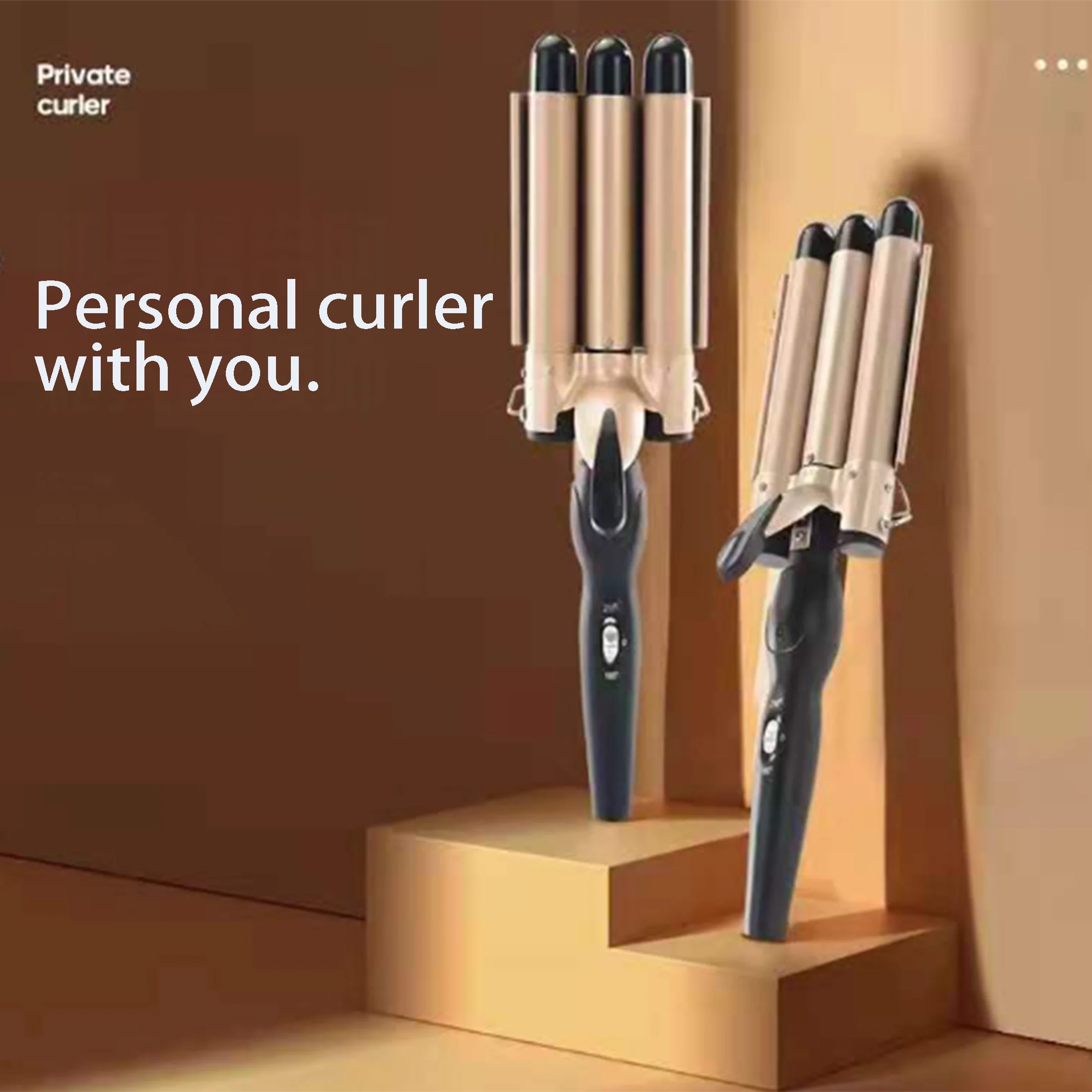 مكواة تجعيد مبتكرة بتصميم ثلاثي الأنابيب، رأس لفة البيض/رأس المعكرونة الفورية/لفة كبيرة في جميع أنحاء تصميم بيرم عملي للغاية. #5