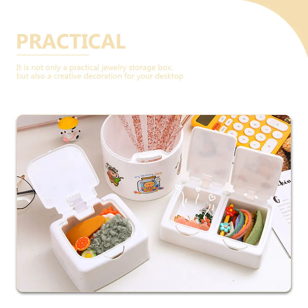 

4pcs Simple Desktop Storage Box Style Jewelry Organizer Small Plastic Trinket Holder For Earrings Rubber Bands Hairpins Gift