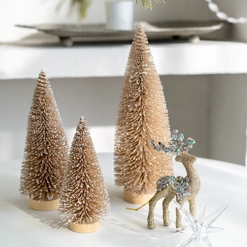 15/20/25cm Christmas Small Snowy Tree Mini Plastic Flocked Christmas Tree Lifelike Festival Artificial Pine Tree