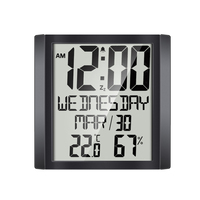 Digital Wall Clock with Temperature&Humidity Date/ Week  Alarm Clock ℃/ ℉ Thermo-hygrometer Weather Monitor for Home Office