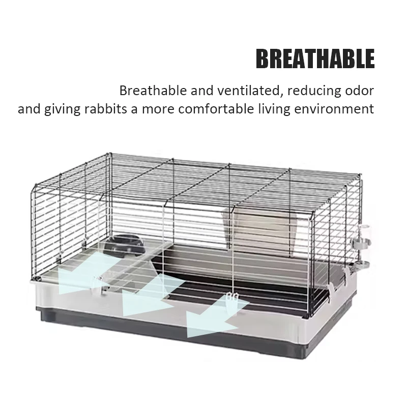 Portable Large Rabbit Cage Deluxe Small Animal Rabbit Home Metal Wire Mesh Guinea Pig Ferret Small Pet Cages with Kettle Feeder