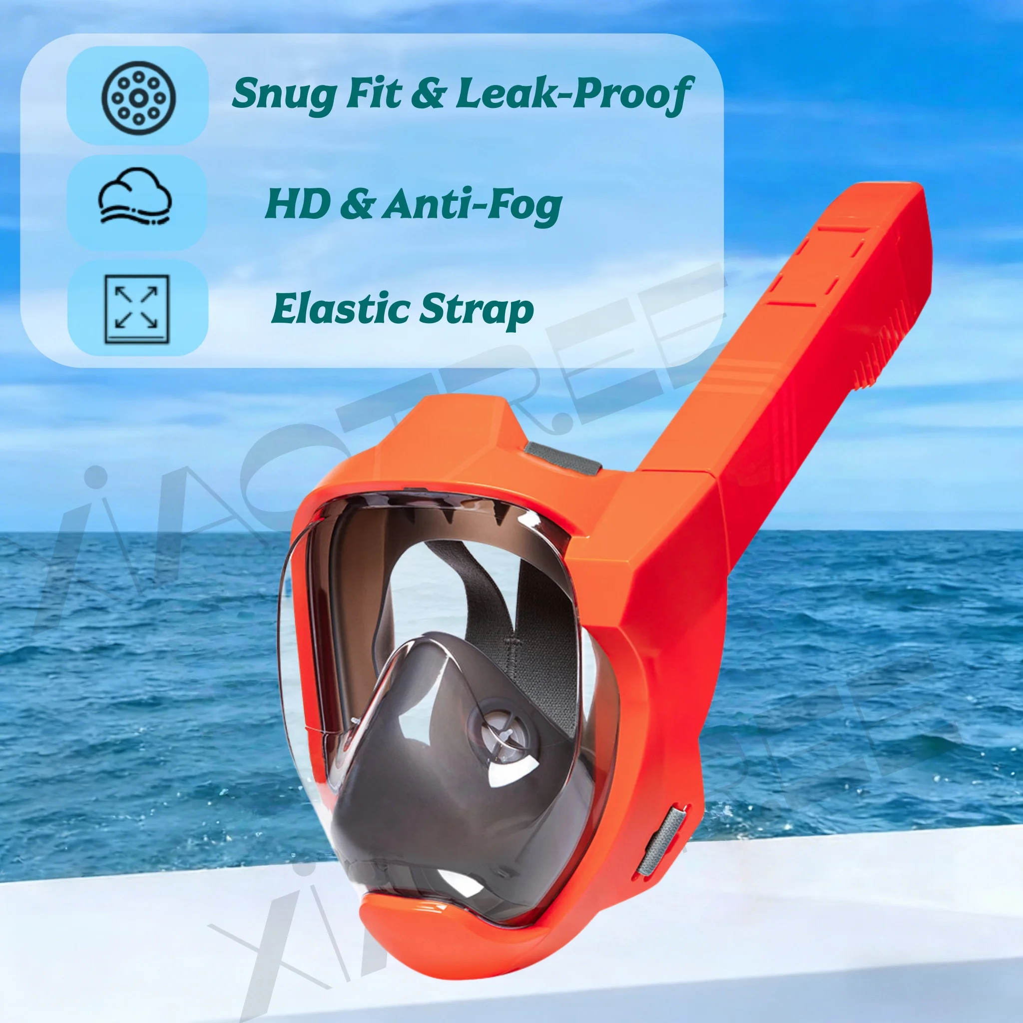 

Snorkel Mask Full Face with Full Dry Breathing System Snorkeling Gear 180° Panoramic View Snorkel Mask with Anti-Fog Anti-Leak
