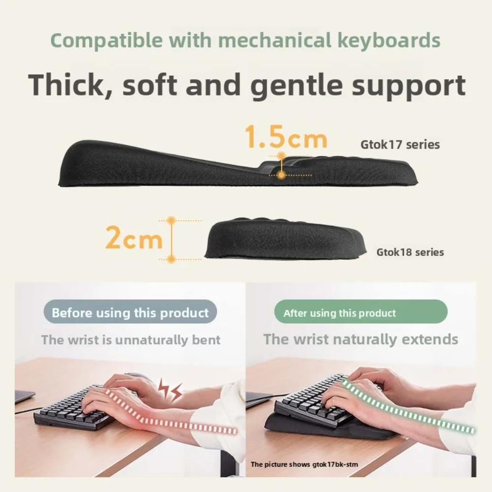 SANWA Keyboard Wrist Rest Ergonomic Wrist Support Pad Thick Soft Cushion for Gaming Office Computer Desk