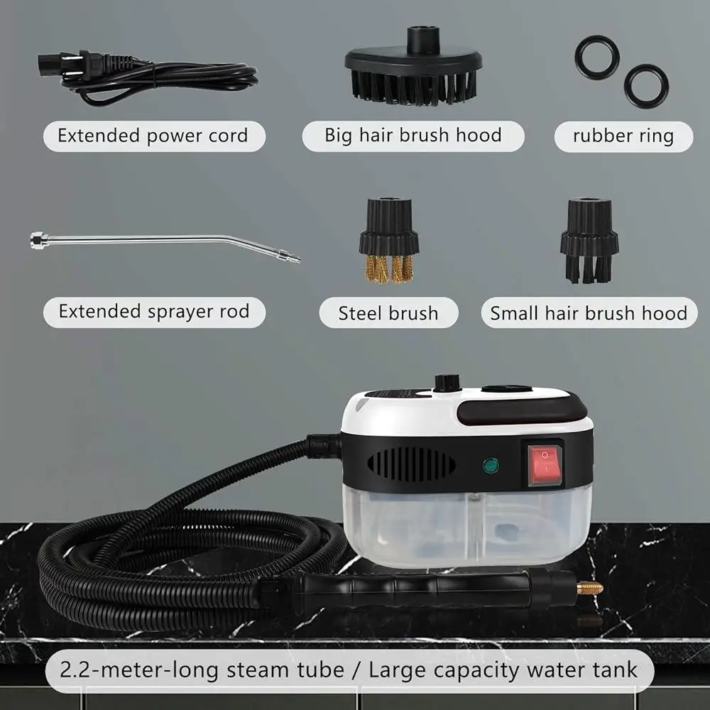 Handheld High Pressure Steam Cleaner 2500W Portable Steam Machine with 3 Brush Heads Kitchen Furniture Home Cleaning