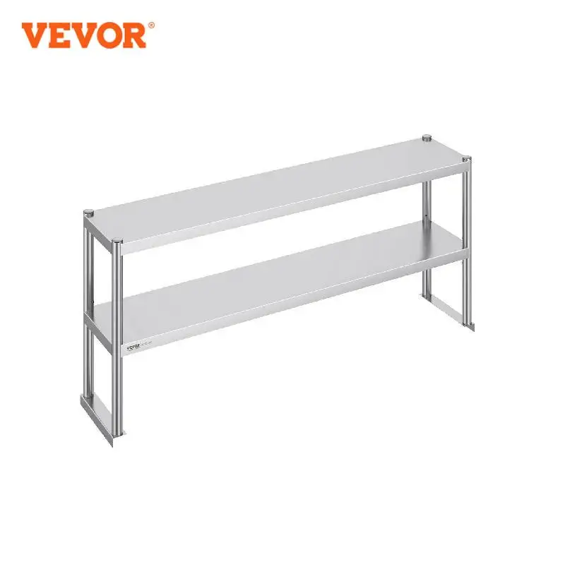 VEVOR Stainless Steel kitchen worktable Overshelf w/ Height Adjustable Overshelf Prep Work Table for Kitchen Restaurant Workshop