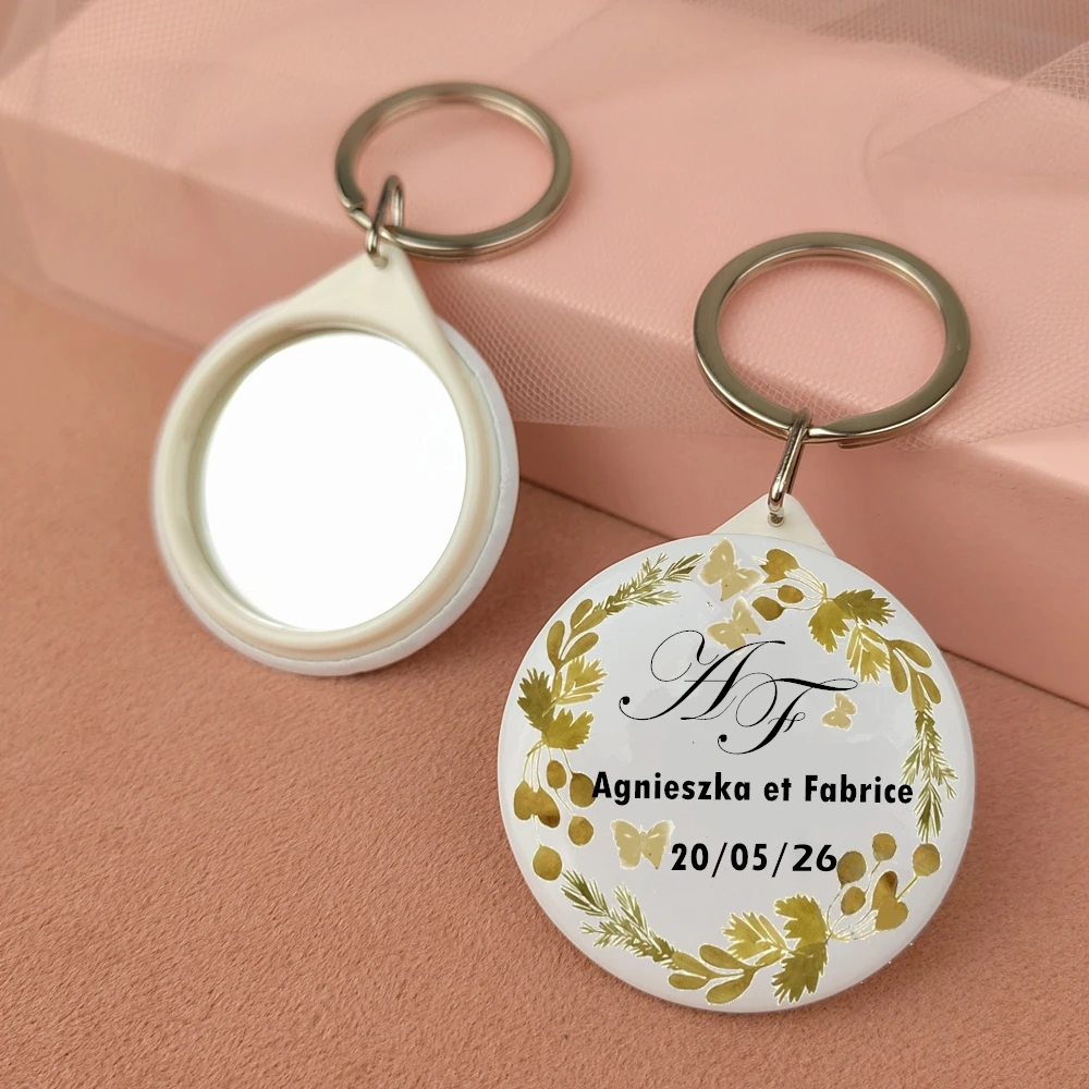 Hochzeitsgeschenk für Gäste, Schlüsselanhänger, Spiegel, personalisierter Name, Souvenir für Babyparty, Brautparty, Geschlecht offenbaren, Partydekorationen – Detail 10