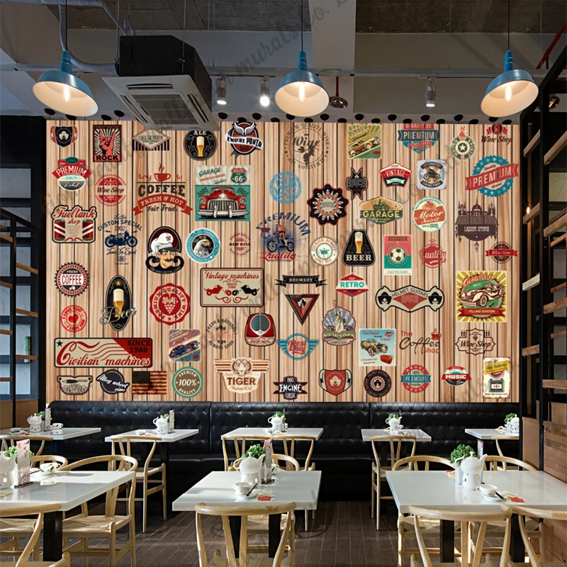 

Retro Beer Pattern Wallpaper Industrial Decoration Mural Papel De Parede Bar Club Restaurant Background Wall Paper Papel Tapiz