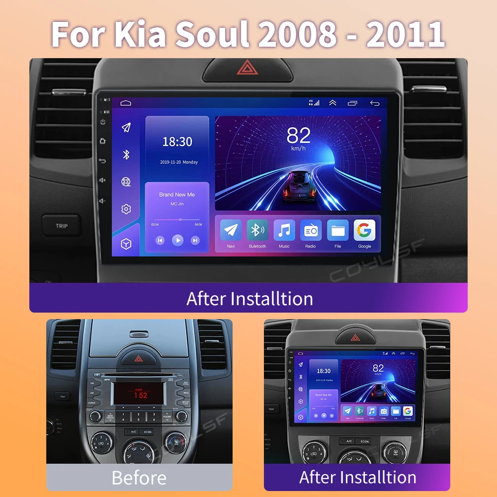 Android 13 Car Radio For Kia Soul 2007 - 2011 Stereo GPS Navi Carplay Android Auto Multimedia Video Player 2din DVD