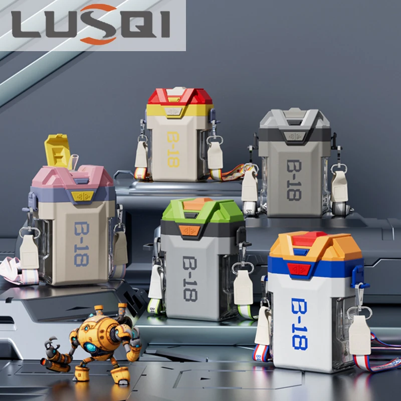 LUSQI Neue 710 ml Große Kapazität Kreative Doppel Trinkbecher Kühlen Mecha Student Wasser Tasse kinder Wasser Tasse Bruchsicher tasse