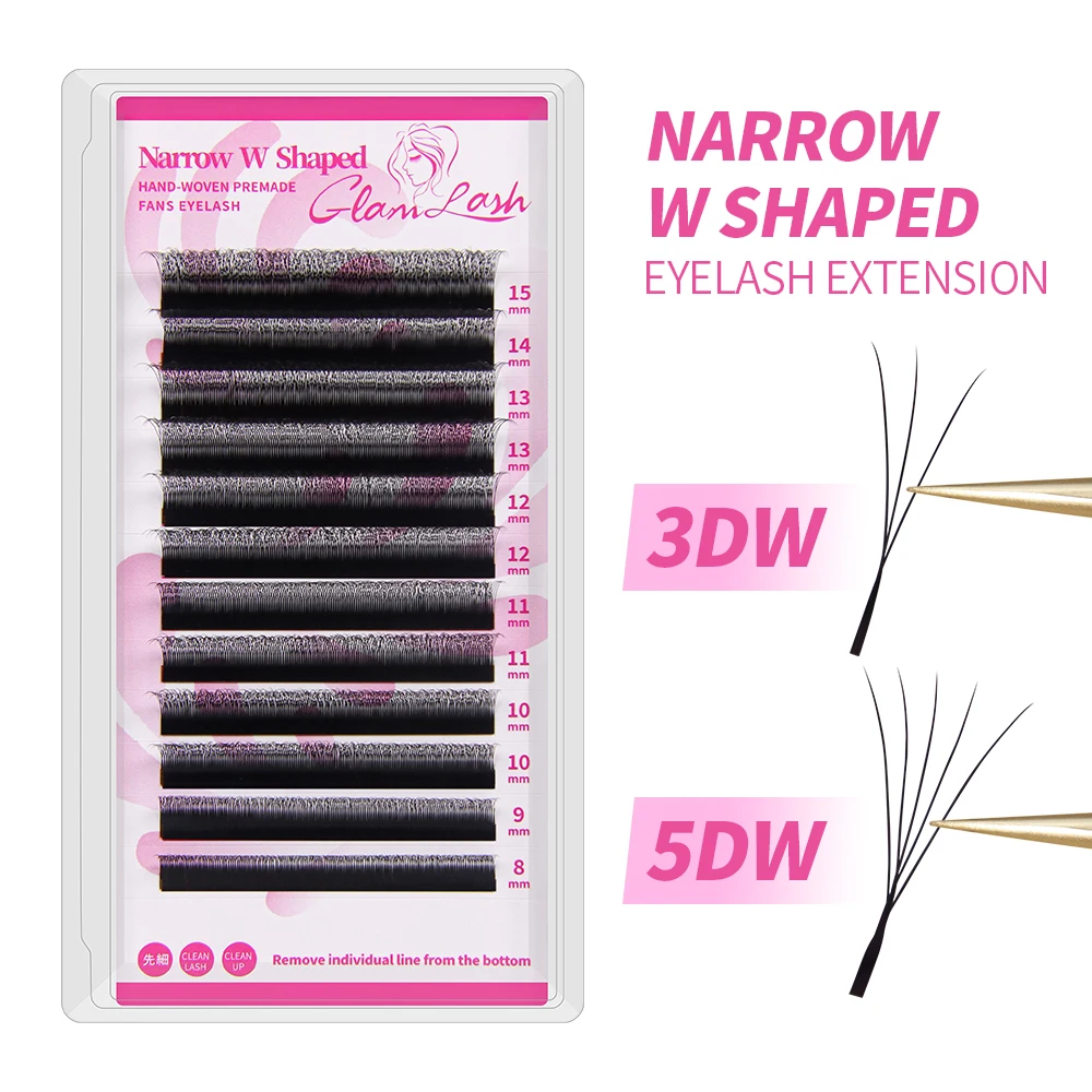 GLAMLASH Schmale 3D 4D 5D Wimpernverlängerung V-förmige Volumenfächer W-Form Wimpern BASF Natürliche Dichte Faux Mink Wimpern