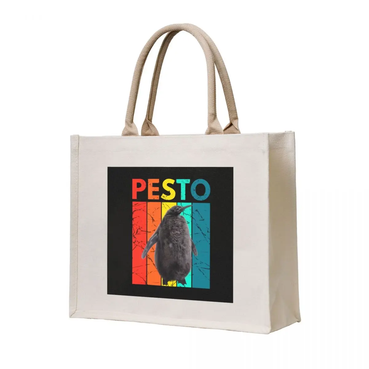 

Vibrant Pesto Penguin Retro Design Tote Bag Canvas stote bag canvas tote Women's shopper bag Shopper