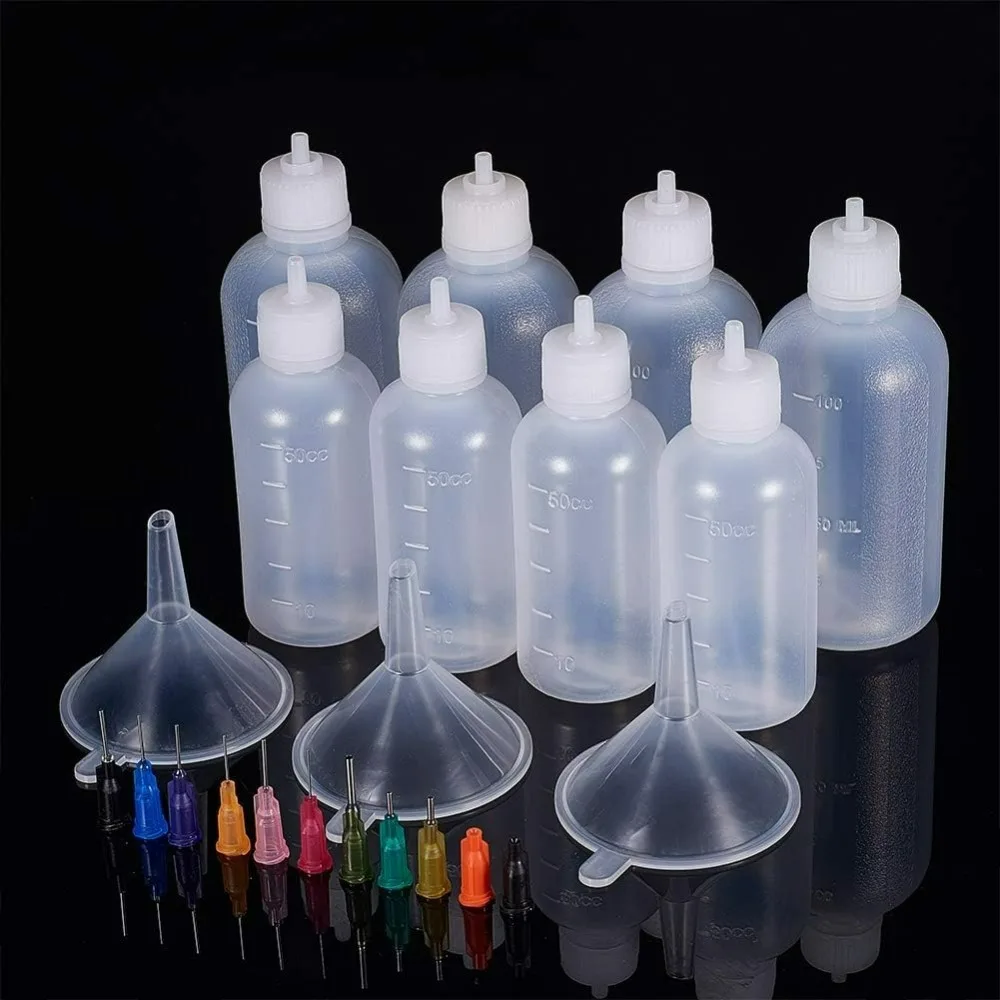 8 Packs 1.7/3.4oz Multi-purpose DIY Precision Tip Applicator Bottles Set Fine Needle Tip Glue Applicator Squeeze Bottles for DIY