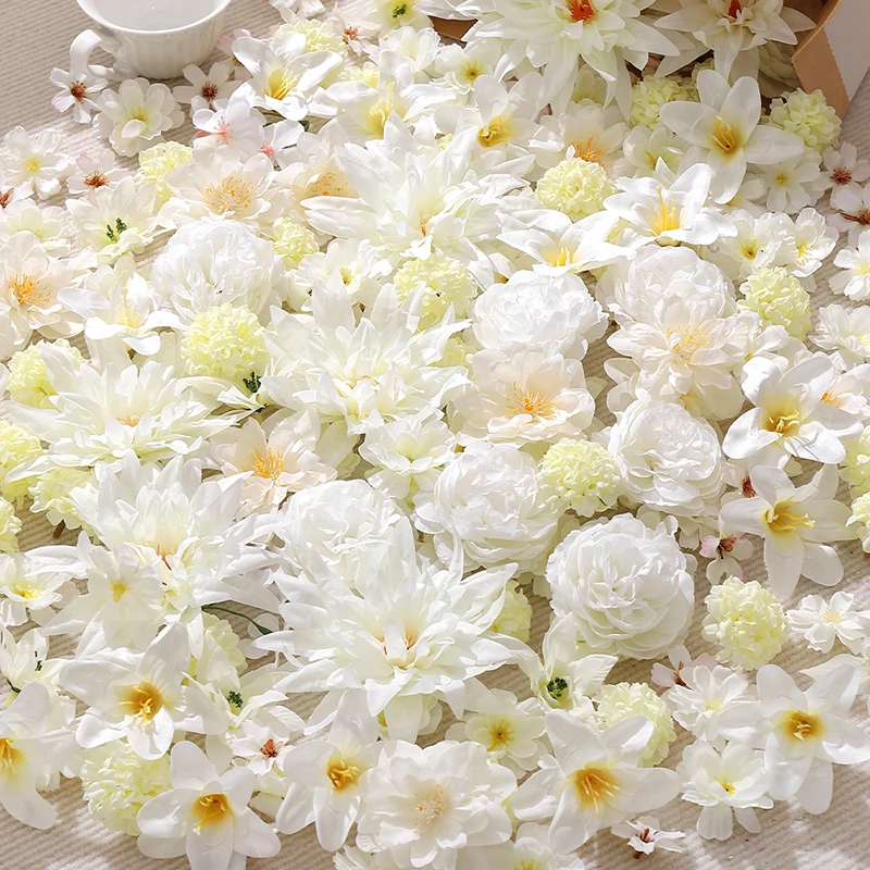 20/50 Stück Mix weiße künstliche Blumen Kopf für Home Room Decor Handwerk Kranz Braut Hochzeit Weihnachtsdekoration Navidad 2026 Geschenk – Detail 3