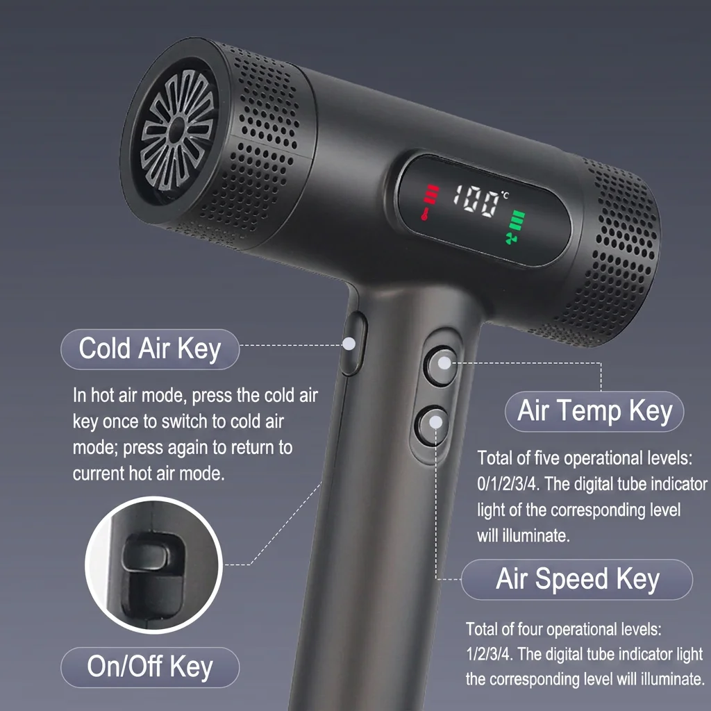 Brushless Hair Dryer, High Speed Ionic, Compact Design, Home Use, Fast Drying, Lightweight, 2000W, Professional Salon Quality