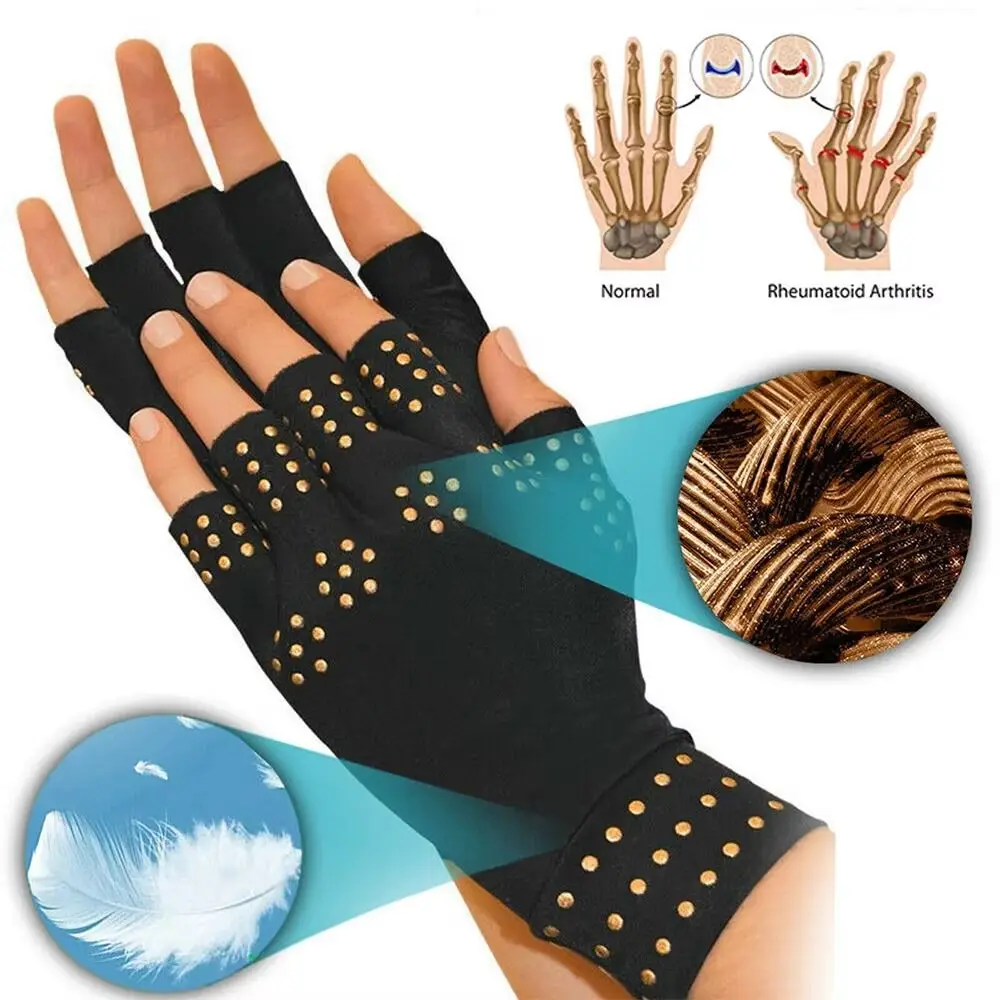 

Arthritis Joint Magnetic Gloves Elastic Anti-UV Arthritis Therapy Gloves Slip Resistant Exposed Finger Cycling Driving Gloves