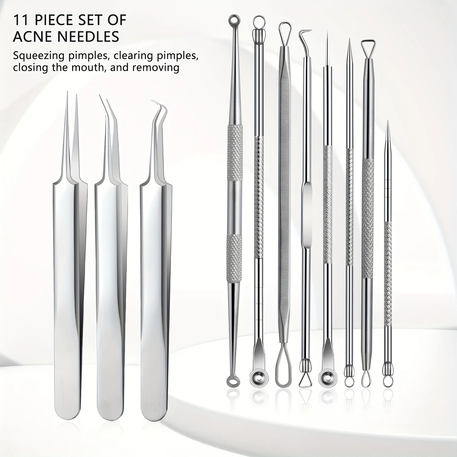 11-Piece Blackhead Kit – Stainless Steel Blemish & Extraction Tools – Professional Pimple Popper Set for All Skin Types