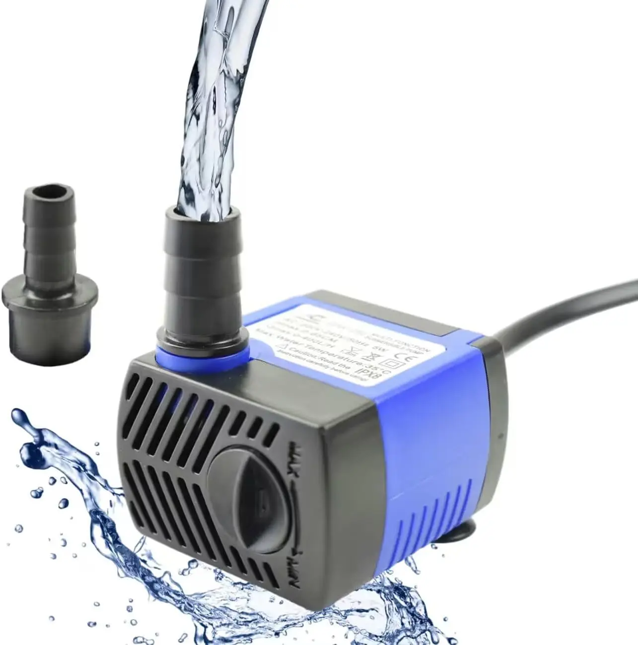 

CHANCS CHA-280 100GPH 400L/H AC 220V Submersible Pump 5W Mini Adjustable Pump 2.13ft High Lift for Fish Tanks and Outdoor Ponds