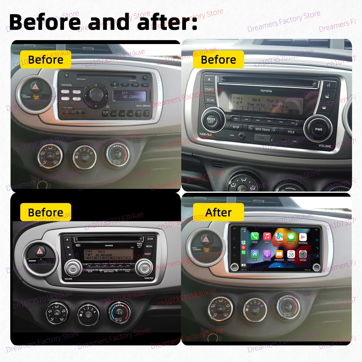 راديو أندرويد 2Din لتويوتا يارس 3 2013-2020 7 "شاشة لاسلكية Carplay سيارة الوسائط المتعددة نظام تحديد المواقع BT WIFI رئيس وحدة ستيريو Autoradio