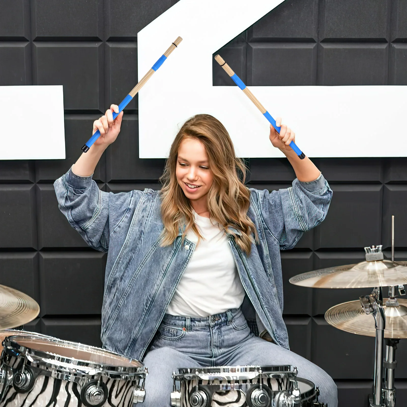 

1 Pair Bamboo Drumsticks Non-Slip Wooden Drum Brush For Percussion Instrument Jazz Rack Sticks Accessories