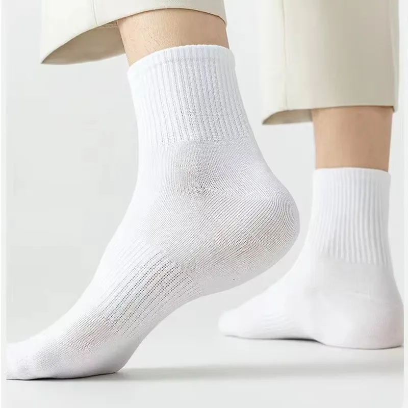 10/20 Pairs Neutral Solid Color Round Neck Socks Spring Summer Sweat Absorbing Breathable Soft Comfortable Couple Sports Socks