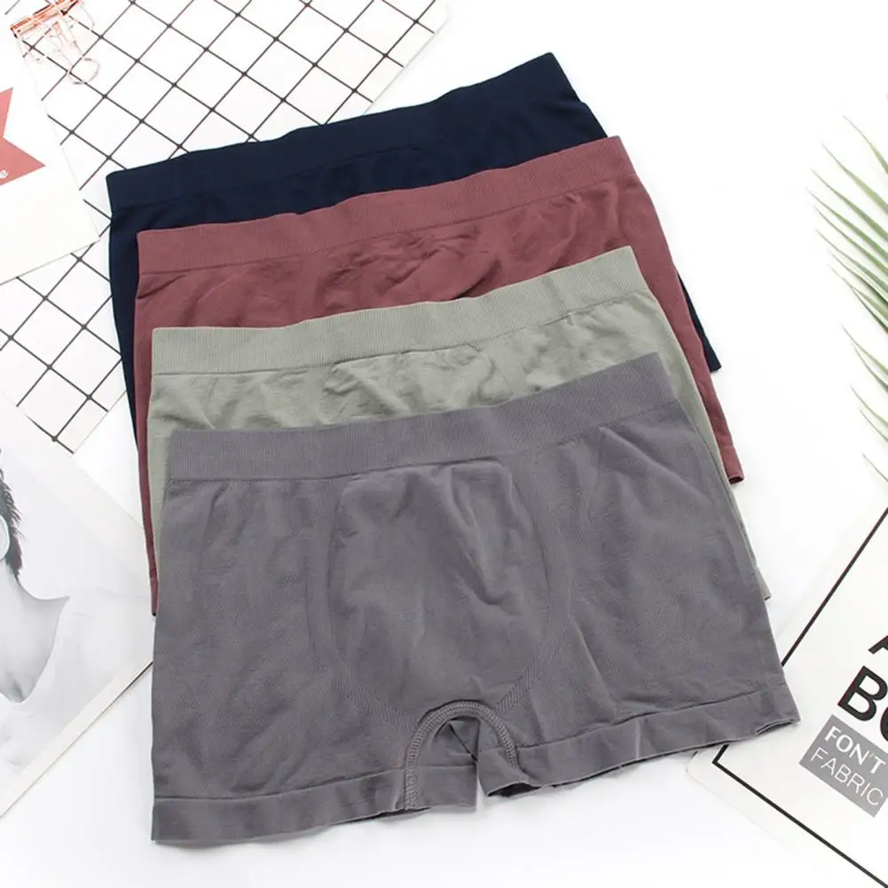 Fashionable Boxers Briefs Soft Solid Color Underwear Quick Dry Boxer Briefs  Men Boxers Anti-septic