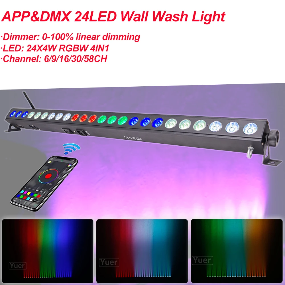 

APP 24x4W LED RGBW 4IN1 Led Wall Wash Light DMX Led Bar DMX Line Bar Wash Stage Light Party Dj Wedding Indoor Horse Race Lights