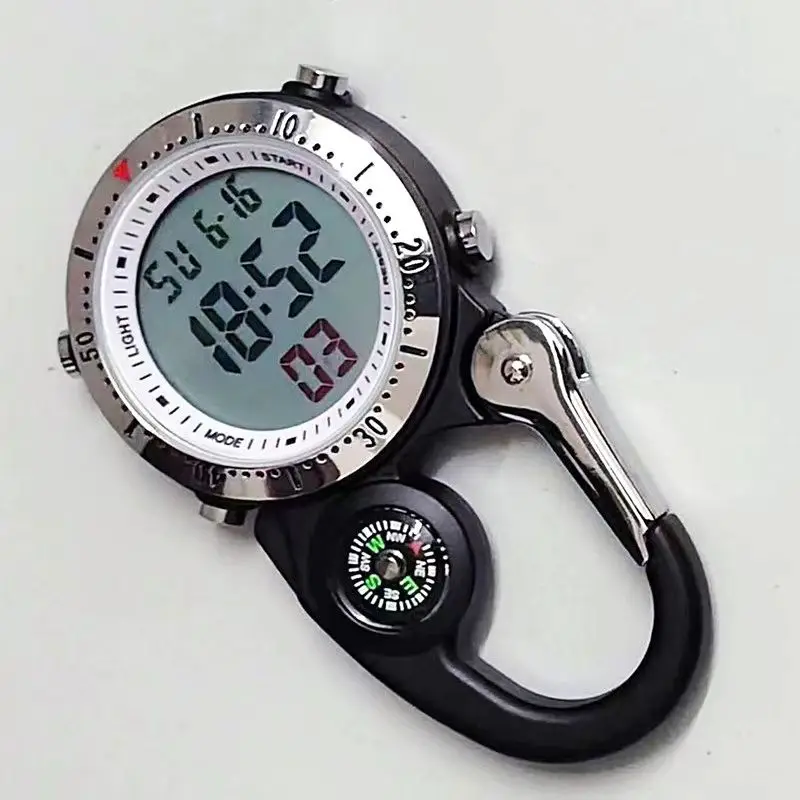 ساعة جيب حركة إلكترونية شاشة ديجيتال بوصلة مستديرة الطلب الرياضة المشي لمسافات طويلة حلقة تسلق الممرضات الساعات حزام الخصر كليب على مدار الساعة #4