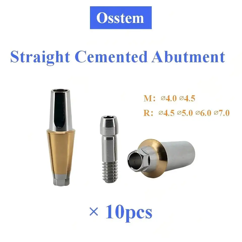 10Pcs Dental Implant Straight Cemented Abutment Compatible Osstem Dia 4.0 4.5 5.0 6.0 7.0 Prosthodontic Artificial Tooth Devices