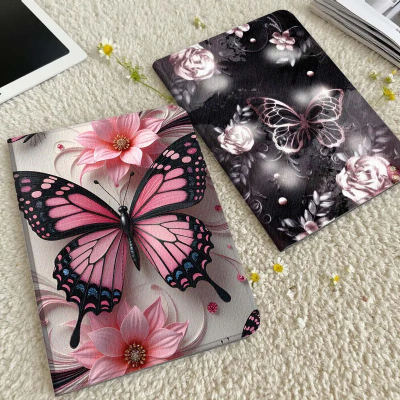 

Pink Butterfly Flower Art Tablet Case For Xiaomi Redmi Mini Pad SE K 2 4 5 6 7 8 2023 2025 11 8.8 11.2 10.1 Pro Gift