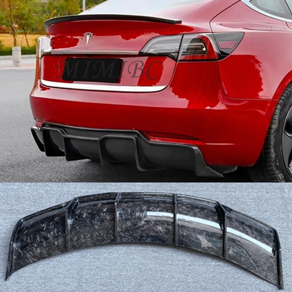 

FOR Tesla Model 3 Carbon Fiber Rear Bumper Lower Diffuser Lip Spoiler Splitter Chin Exterior Accessories 2017-2023