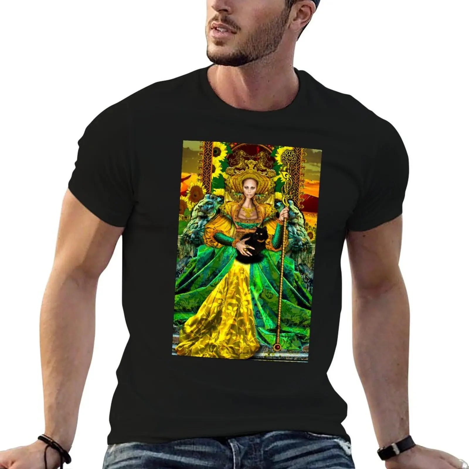 

Queen of Wands T-Shirt man t shirts cotton t shirts cotton 100% black cotton t-shirt plain for man package T-shirt