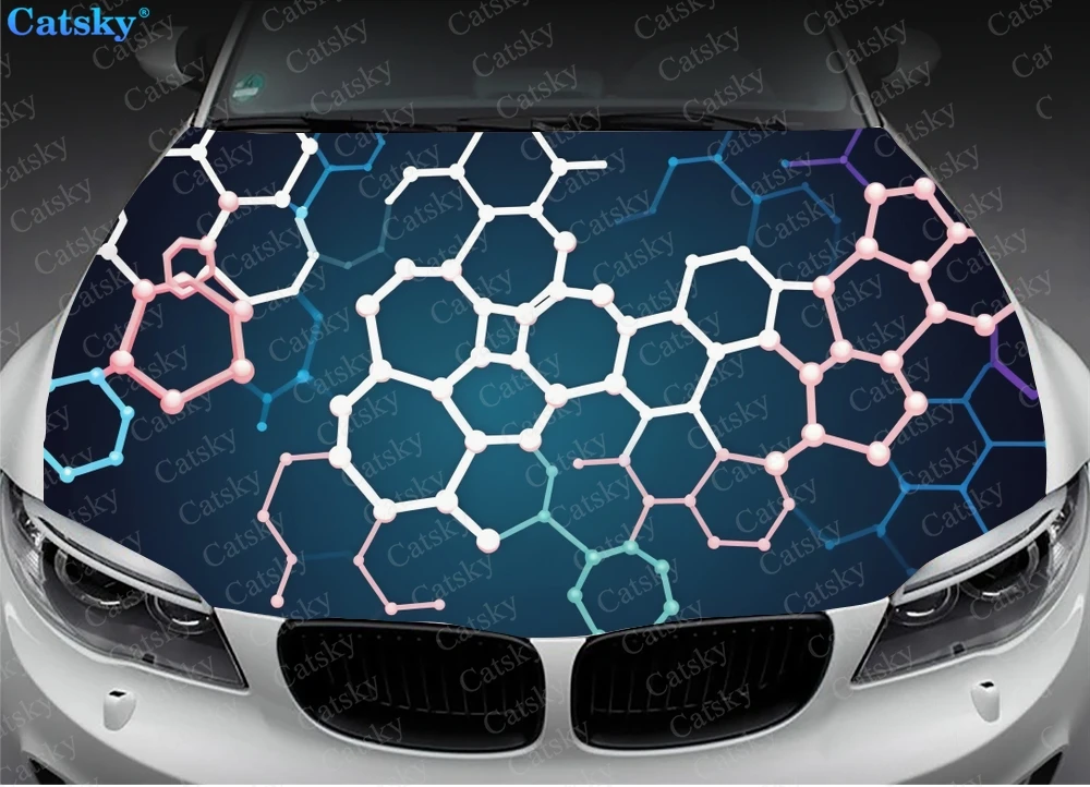 Irregular Hexagon Car Hood Vinyl Stickers Wrap Vinyl Film Engine Cover Decals Sticker Universal Car Hood Protective Film