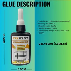 Unión transparente con pegamento UV sin sombras para Metal y vidrio, FIXWANT