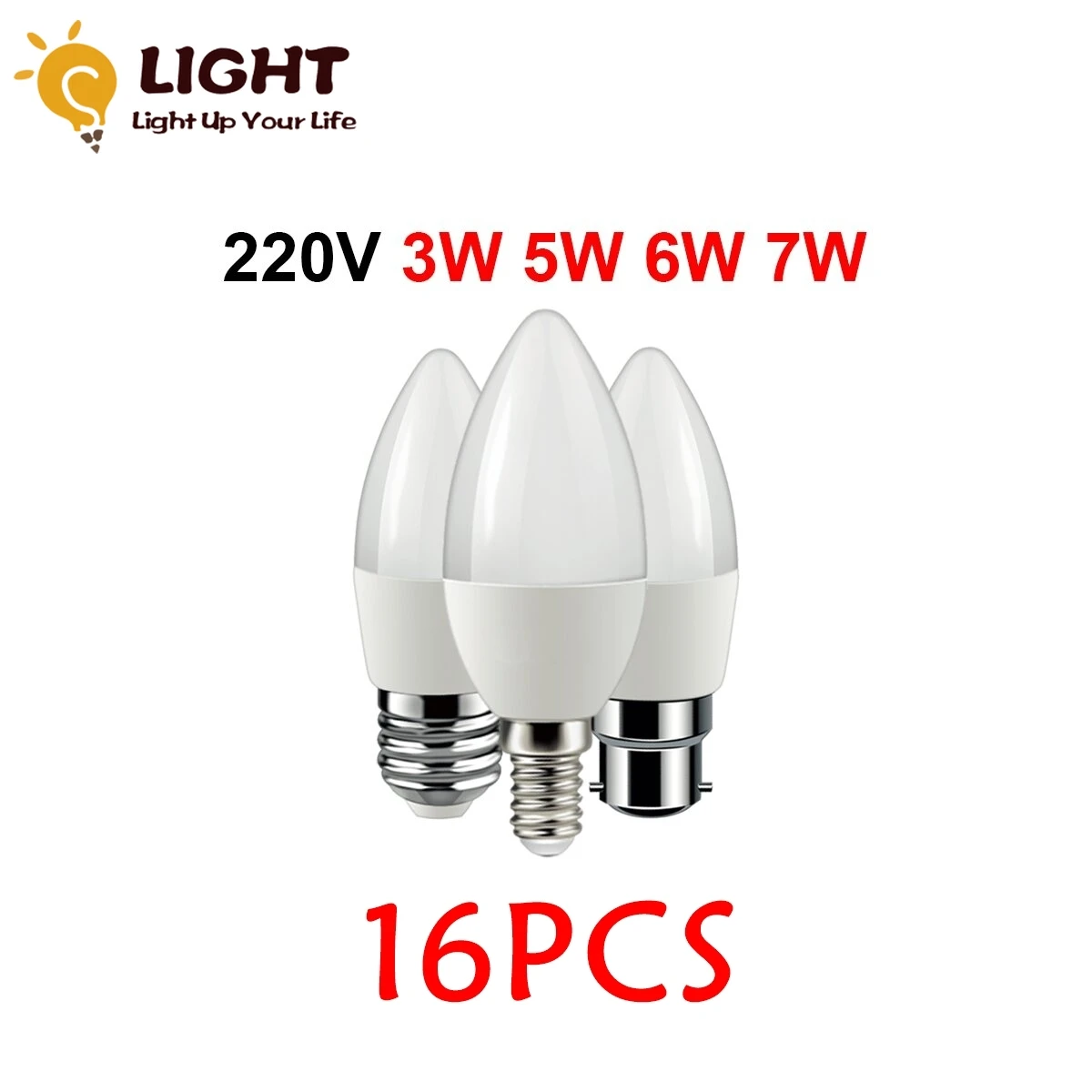 

16Pcs Led Candle Bulb C37 3w 5w 6w 7w E14 E27 B22 E14 AC220V-240V Warm White Cold White Daylight For Home Decoration Lamp