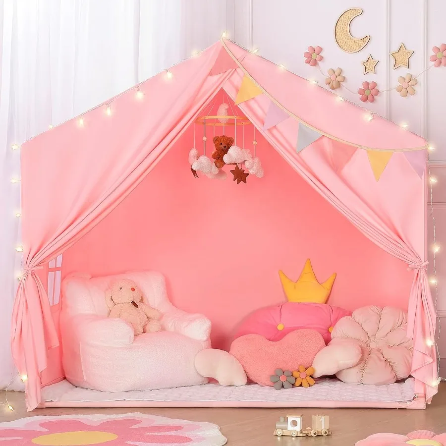 Tenda da gioco Sisticker per interni con luci stellari a tappetino - Grande casetta da gioco per bambini per tenda da letto per sala giochi in camera da letto - Giocattoli da interno per Gi