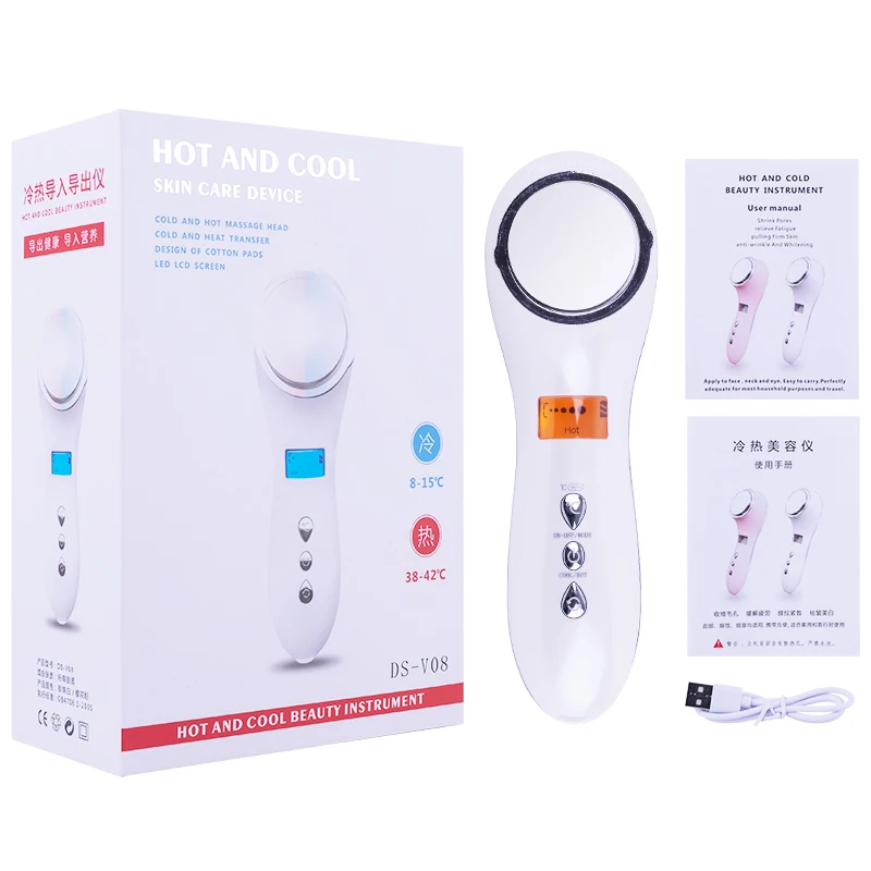 温冷スキンケアデバイス 超音波振動で温冷を交互に使用し、肌を引き締めます デバイスは肌に直接攻撃します