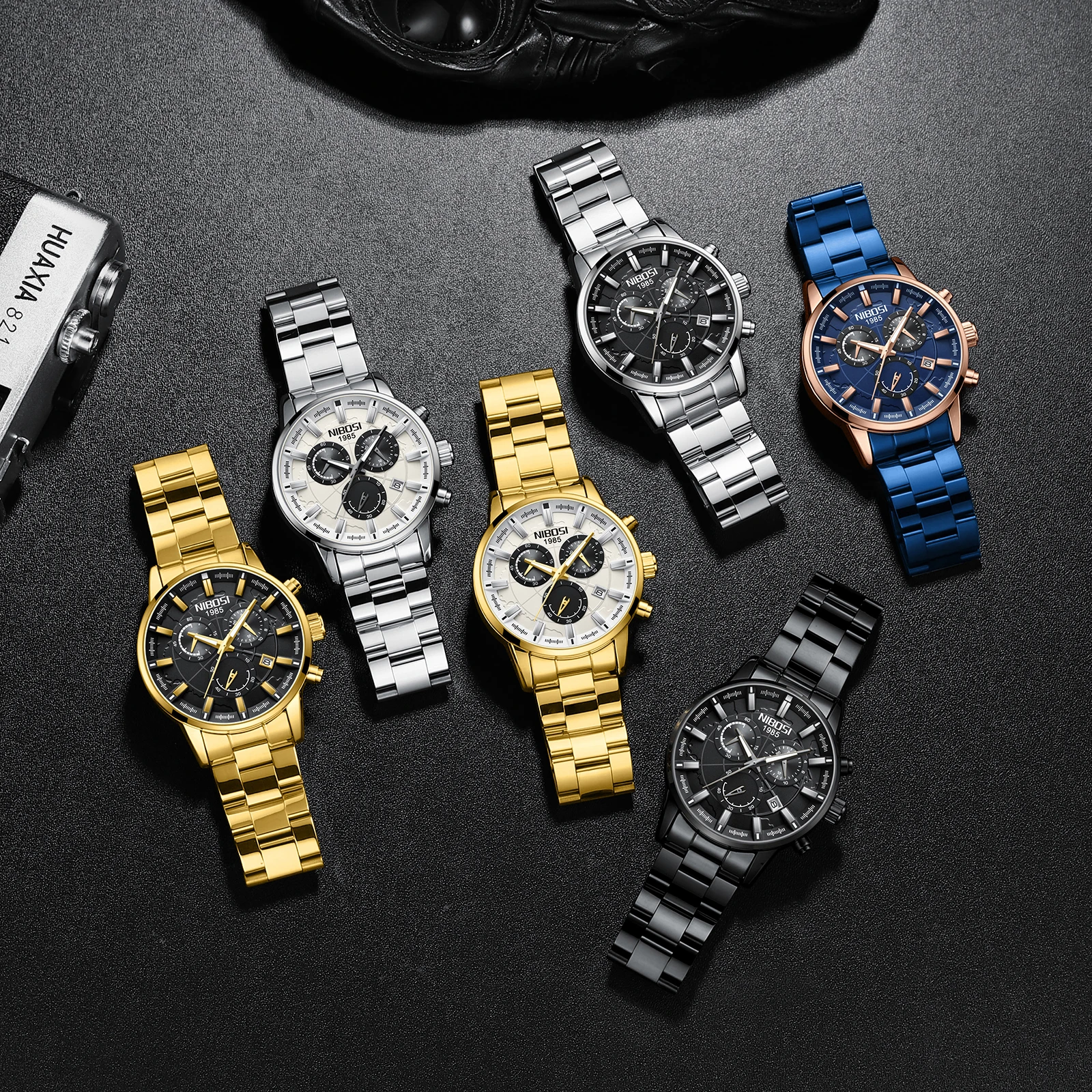 NIBOSI Brand Luxury 2025 Orologio al quarzo da uomo Orologio impermeabile in acciaio inossidabile Cronografo luminoso Orologi per uomo reloj hombre