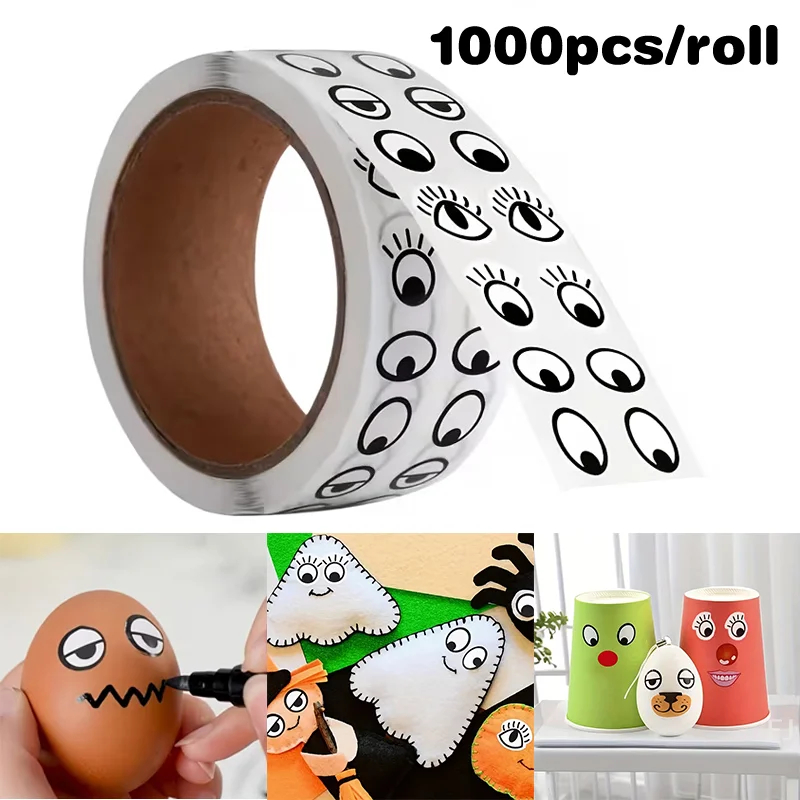 

[YU]1000pcs/roll Self-Adhesive Eye Stickers Mini Eye Shaped Sticker For DIY Crafts, Party Decorations Home Decor School Supplies