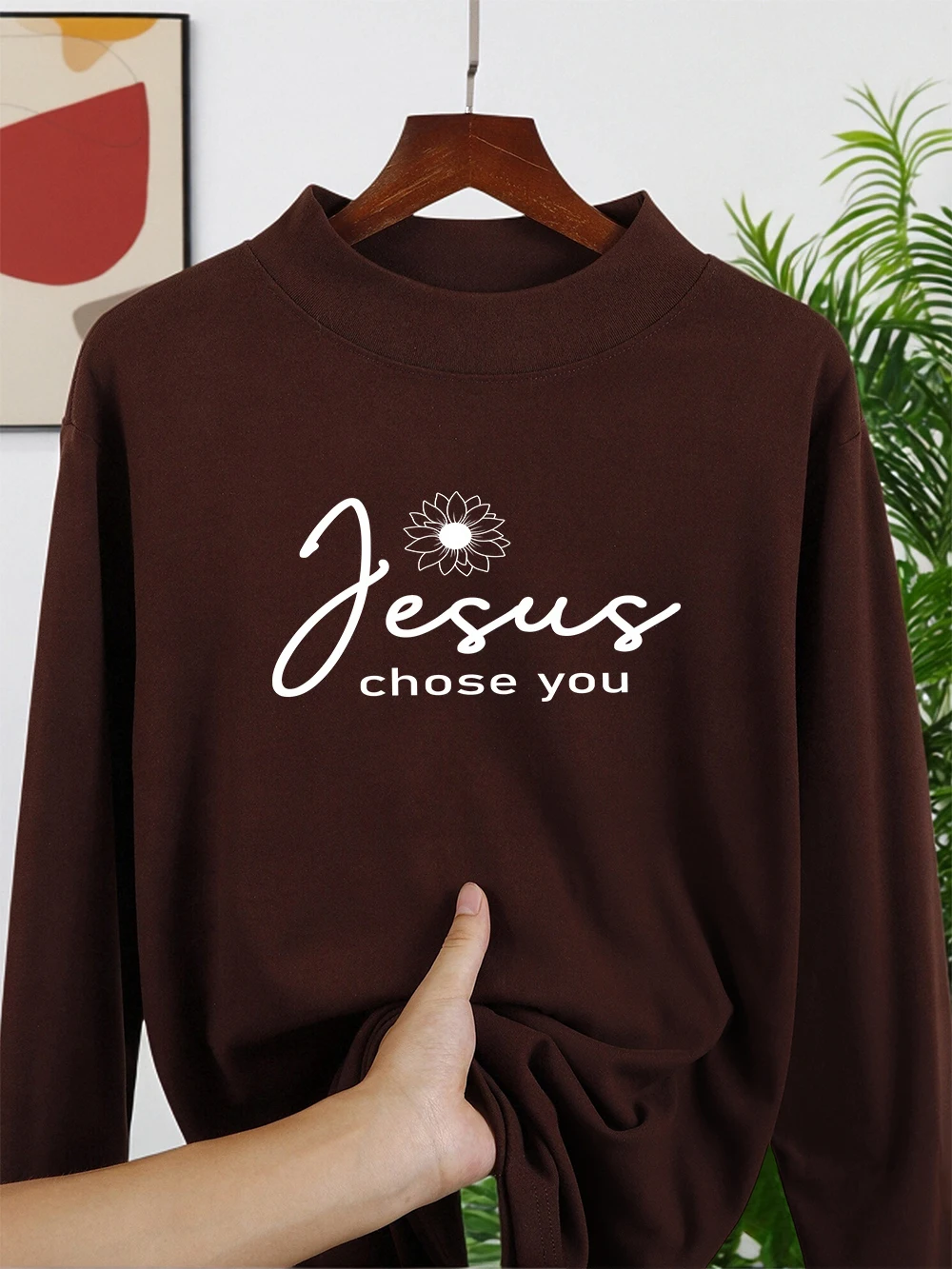 

Футболки с принтом «Иисус чушь», женские осенние рубашки с длинными рукавами, облегающие теплые топы с полуводолазкой, базовая одежда