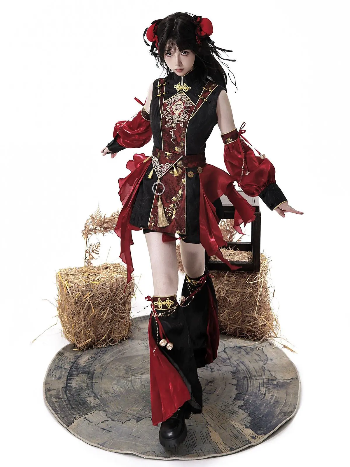 New Chinese Style Lolita Chinese Style Little Junior Sister Monster Catcher Dress Dark Cheongsam Red Woman Halloween Cosplay