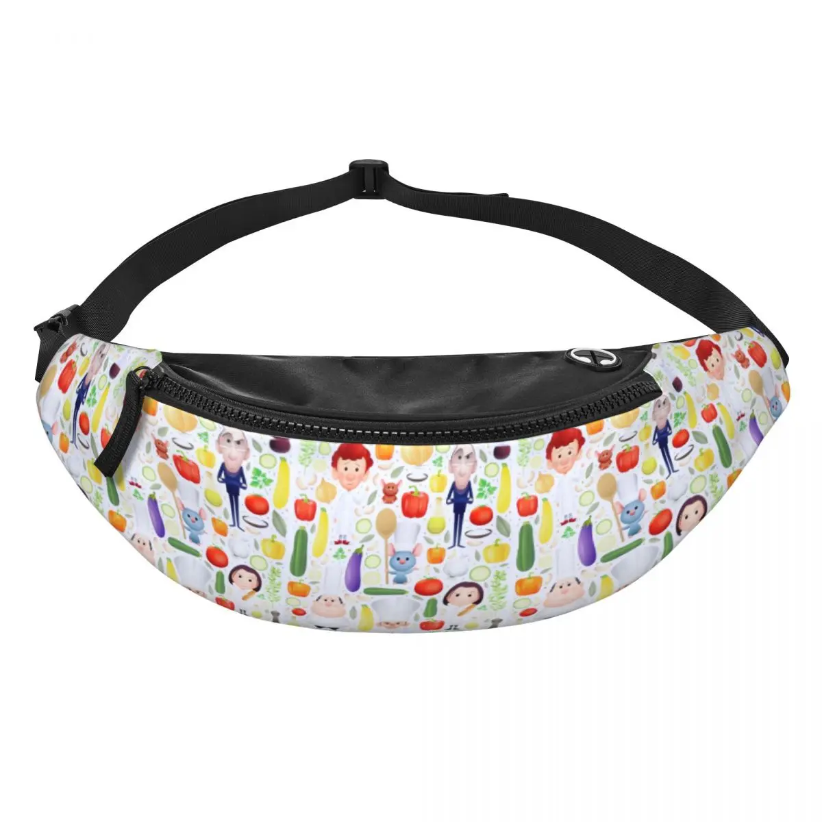 

Поясная сумка-бананка с мультяшным принтом R-Ratatouilles для мужчин и женщин, для велоспорта и кемпинга, сумка через плечо для телефона и денег
