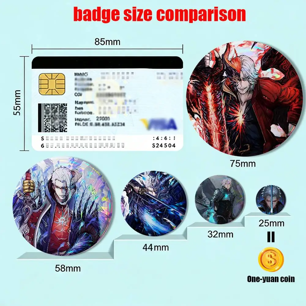 game Cry Dante Vergil Nero Devil May Creative Round Badge Button Pin Bag Decor Fans Collection Friends Gift Brooch