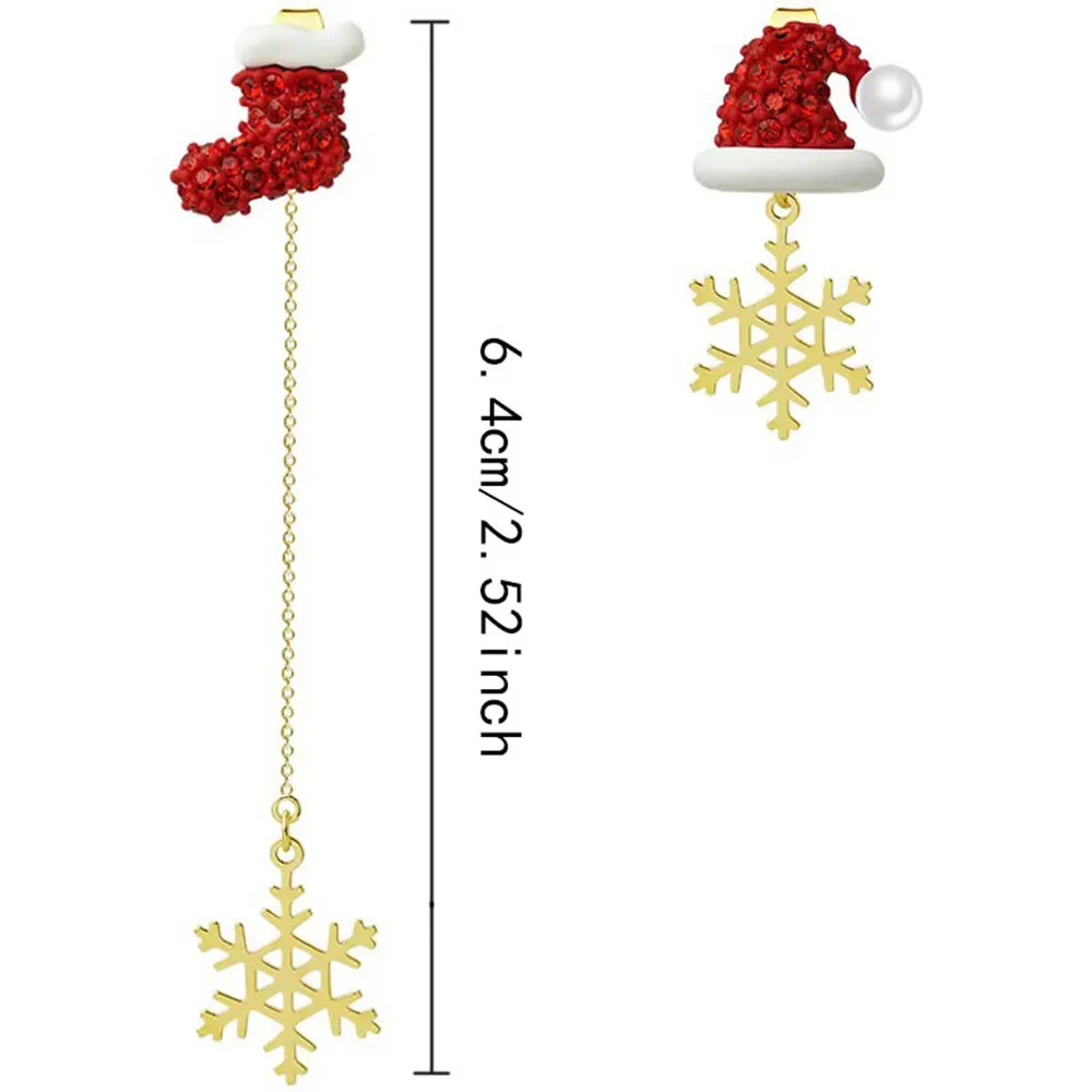 New Design Asymmetric Snowflake Christmas Boot Hat Drop Earrings for Women Moving Santa Claus Long Tassel Earring Party Jewelry