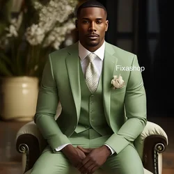 Olive Men's Suit Wedding Tuxedo 3 piece Suit Jacket Pants Vest High-end Men's Custom Elegant Suit XS-5XL