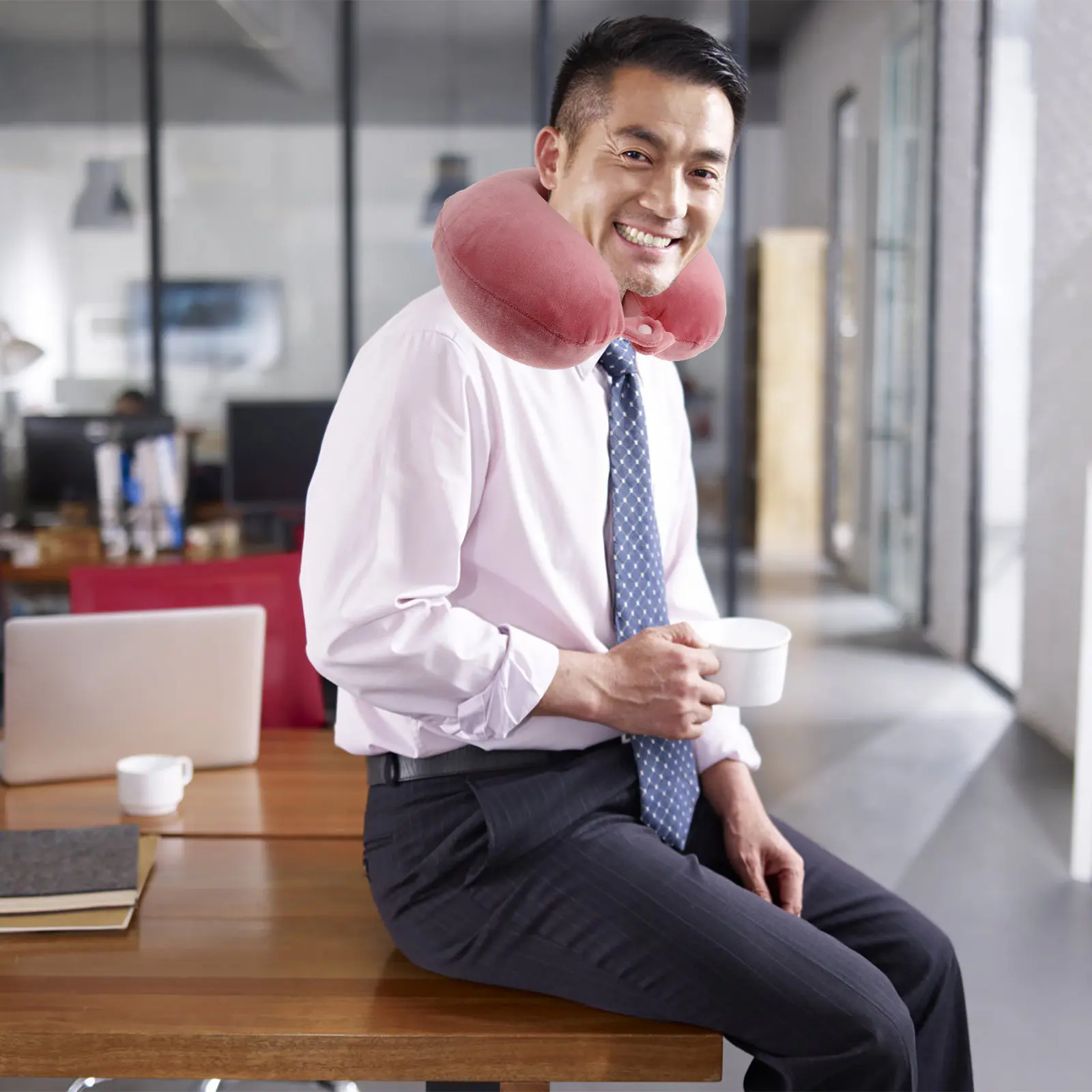 Almohada de soporte para el cuello con diseño en forma de U para viajes, vuelos largos, viajes en coche, cojín cómodo para dormir, almohada en forma de U, 1 unidad
